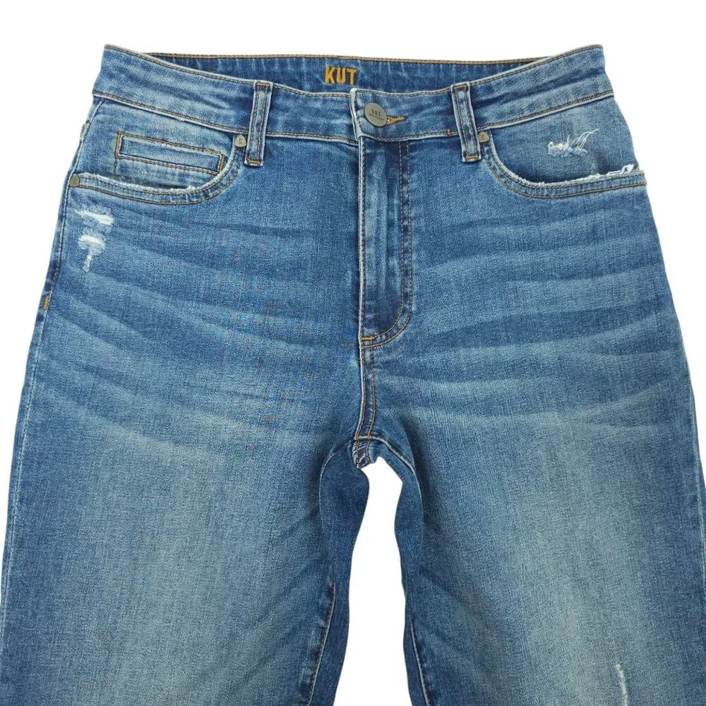 Kut From the Kloth Boyfriend Jeans Size 6 Petite Stretch Mid Rise Distressed
